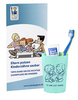 Baby-Zahnpflegebeutel mint mit Zahnbürste Modell Mini im Papierbeutel