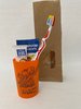 KIGA-Zahnpflegebeutel orange mit Zahnbürste Modell Flexi im Papierbeutel