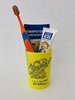 KIGA-Zahnpflegebeutel gelb mit Zahnbürste Modell K im Kordelzugbeutel