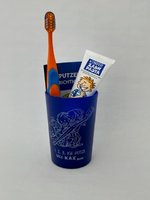 KIGA-Zahnpflegebeutel blau mit Zahnbürste Modell K im Kordelzugbeutel