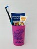 Junior-Zahnpflegebeutel pink mit Zahnbürste Modell Aktiv Junior im Kordelzugbeutel