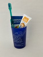 Junior-Zahnpflegebeutel blau mit Zahnbürste Modell E im Kordelzugbeutel