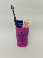 Junior-Zahnpflegebeutel pink mit Zahnbürste Modell Smart im Kordelzugbeutel